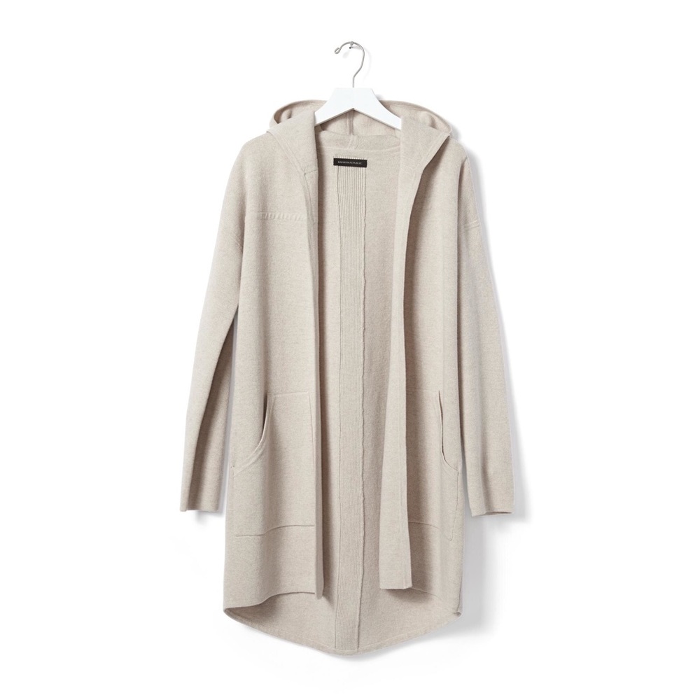 Banana Republic Long Hooded Open Cardigan Med